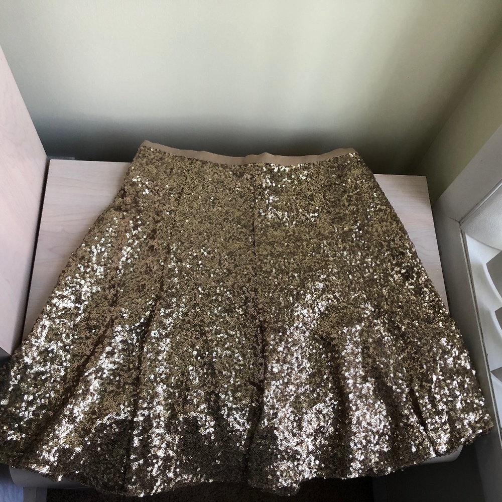 Holiday Sale! New CeCe Gold Frill Sequin Skirt w/ Zipper Closure & Slip